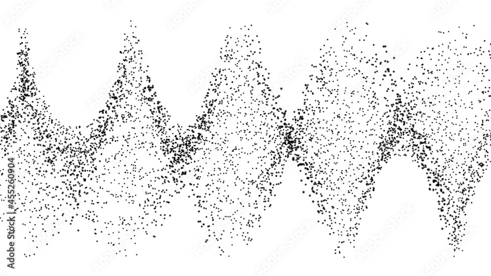 Dotted halftone waves. Sketch of sea waves. Round dots effect illustration. 3d rendering Dotted halftone waves. Sketch of sea waves. Round dots effect illustration. 3d rendering