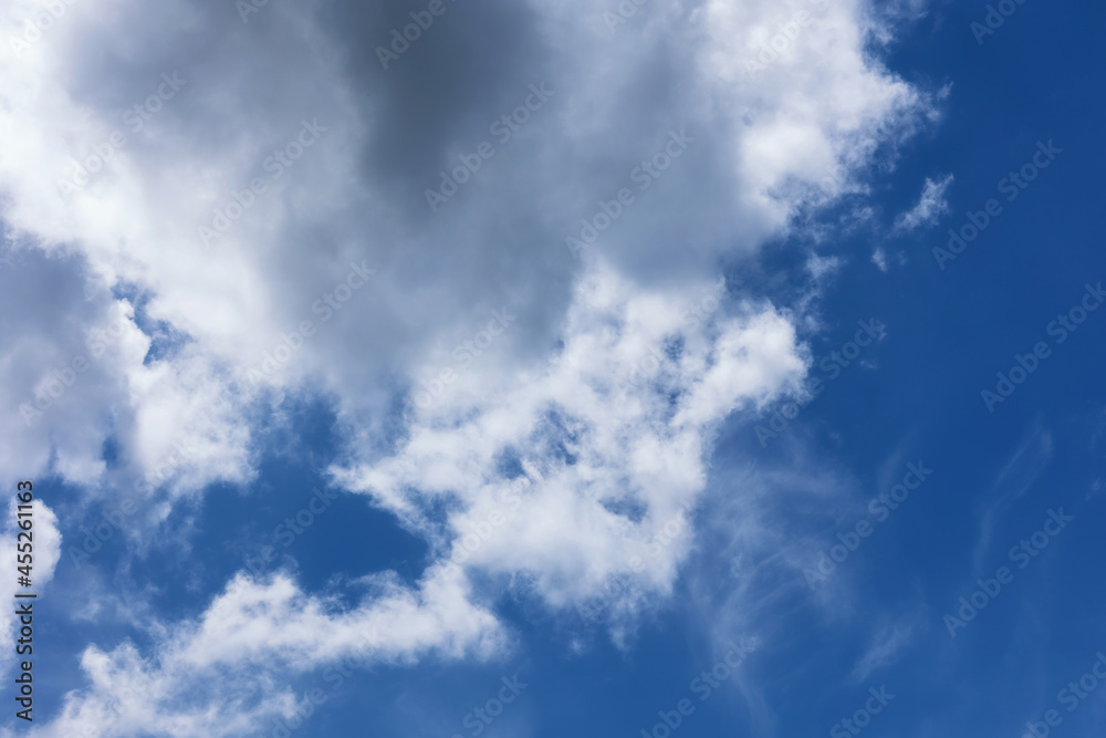 blue sky background with tiny clouds.