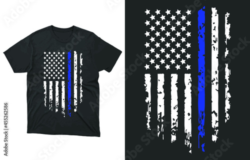Police Lives Thin Blue Line Flag T-Shirt Vector Design