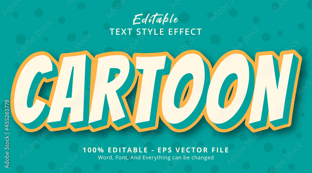 Editable text effect, Cartoon text on simply color style effect