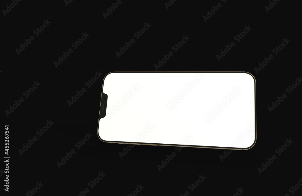 Realistic isometric black frameless smartphone mockup perspective 3d.