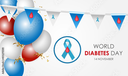 World Diabetes Day. Blood sugar control ribbon and icon. Vector