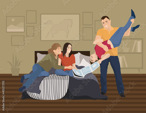 Flat illustration. Environnement familial