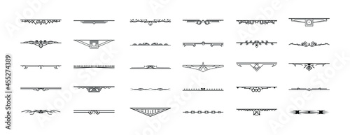 Set Black Simple Line Collection Doodle Border Elements Vector Design Style Sketch Isolated Illustration For Banner