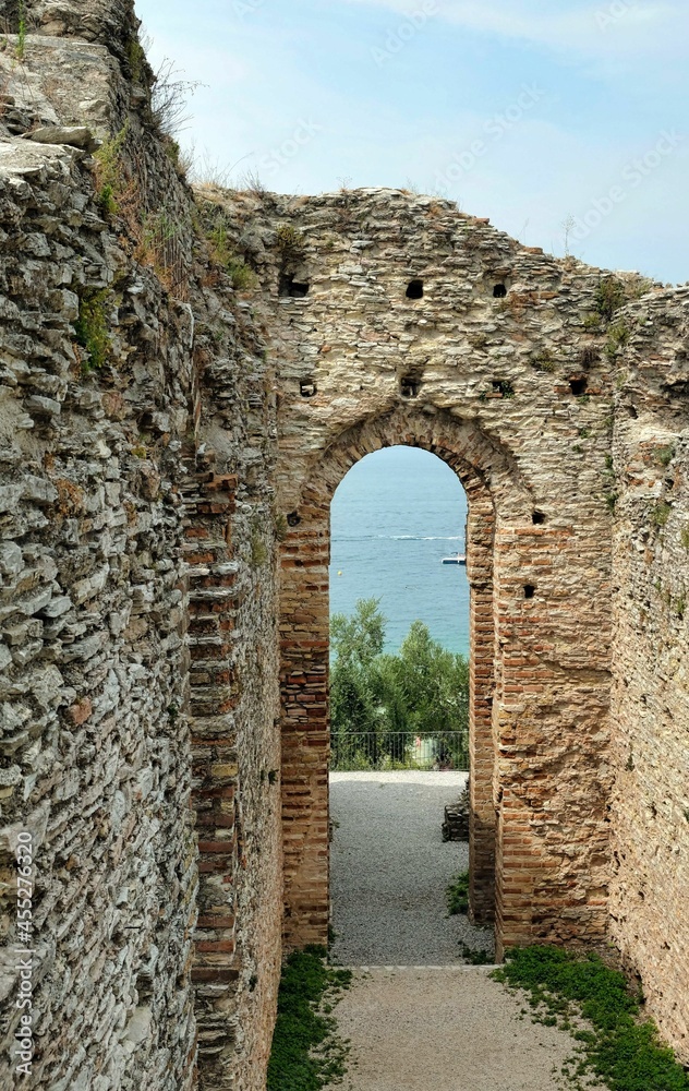 Ruins of roman villa Grottoes of Catullus in sirmione at lake garda in itlay