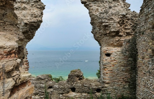 Fototapeta Naklejka Na Ścianę i Meble -  Ruins of roman villa Grottoes of Catullus in sirmione at lake garda in itlay