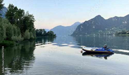 water of lake garda in italy surrounded by mountains