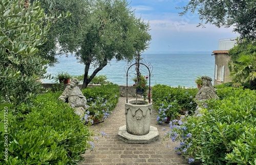 Ruins of roman villa Grottoes of Catullus in sirmione at lake garda in itlay photo