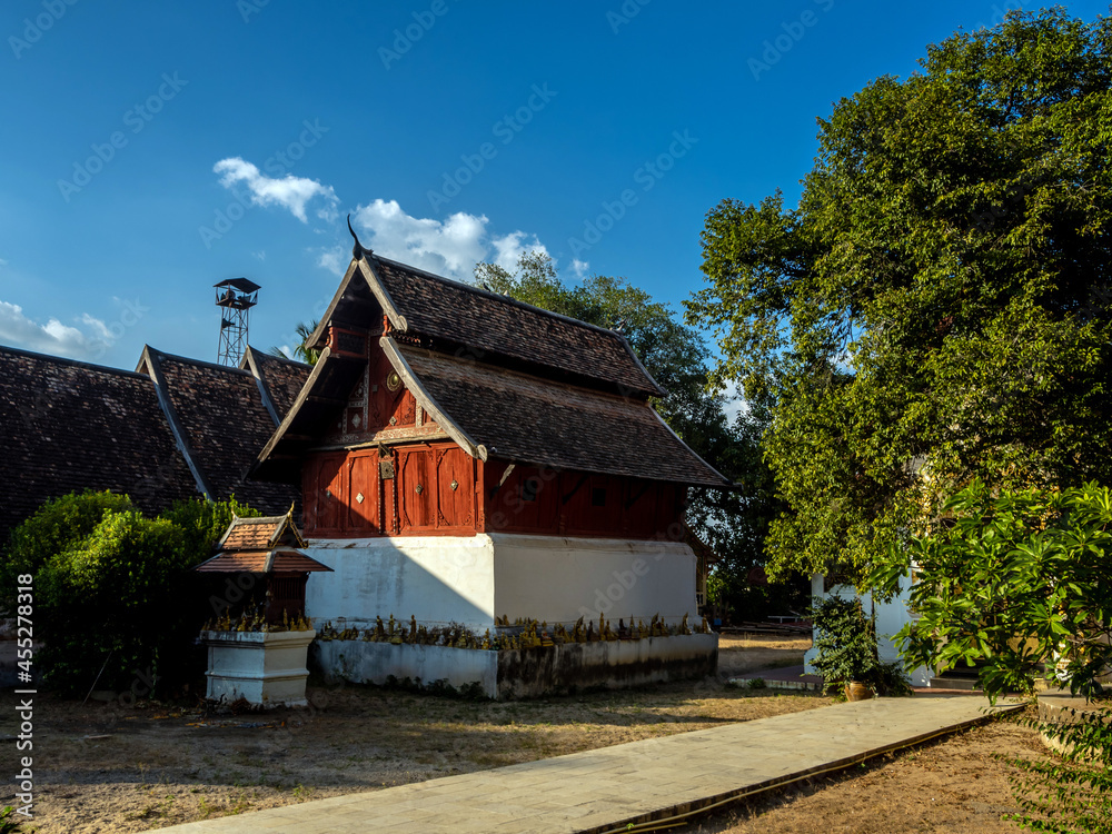 Ancient old wooden building in the clear blue sky day Ancient old wooden building in the clear blue sky day