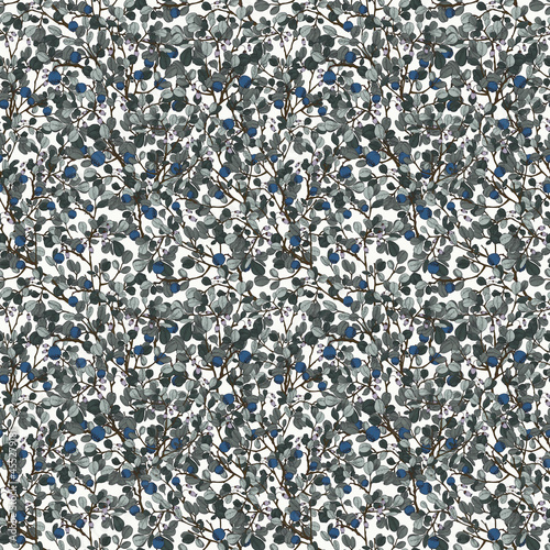 Seamless botanical pattern with branches of wild berries

