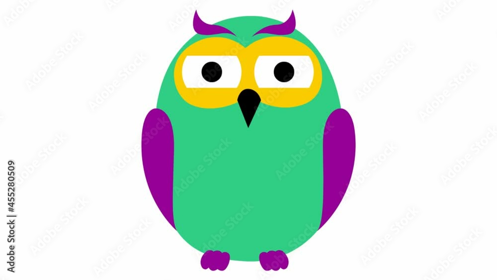 Animated funny green owl. Looped video. Vector illustration isolated on a white background. Animated funny green owl. Looped video. Vector illustration isolated on a white background.