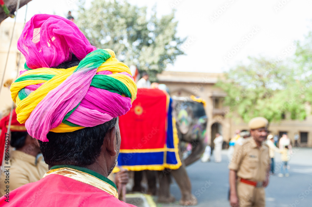 Colorful turban , traditional costume, Rajasthan, India	