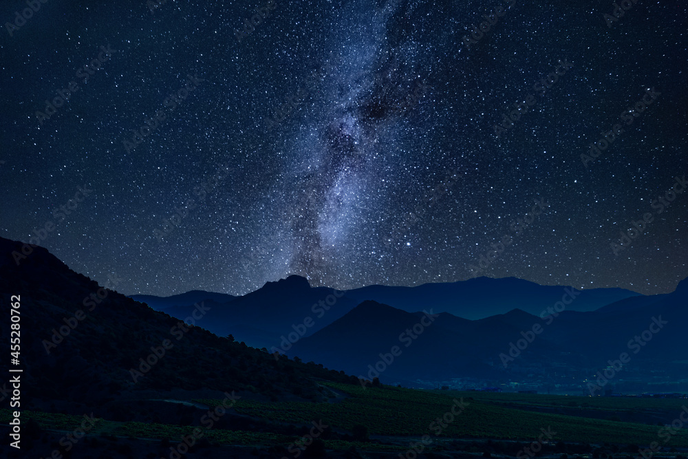 Milky way over mountains