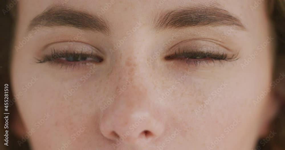 Portrait beautiful woman eyes blinking Portrait beautiful woman eyes blinking