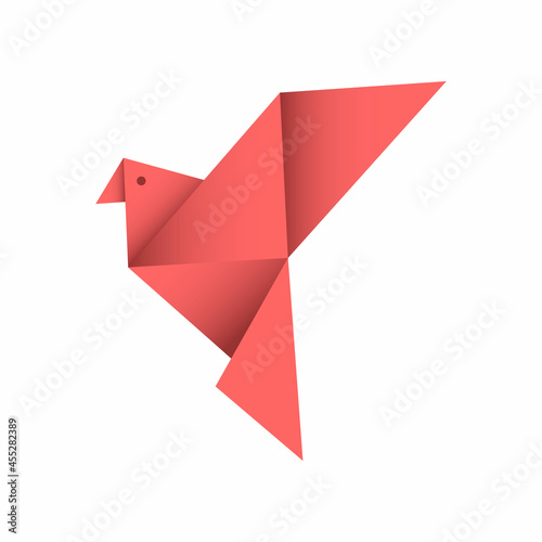 Origami paper bird. Realistic vector illustration.