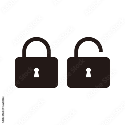 Icons closed lock and open lock. Symbols security