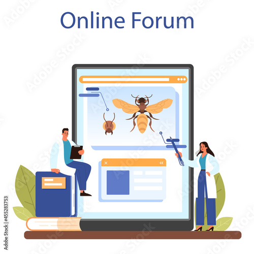 Zoologist online service or platform. Scientist exploring and studying fauna