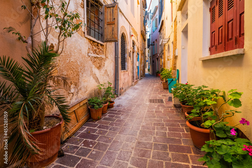 Scenic picturesque streets of Chania venetian town. Chania  Creete  Greece