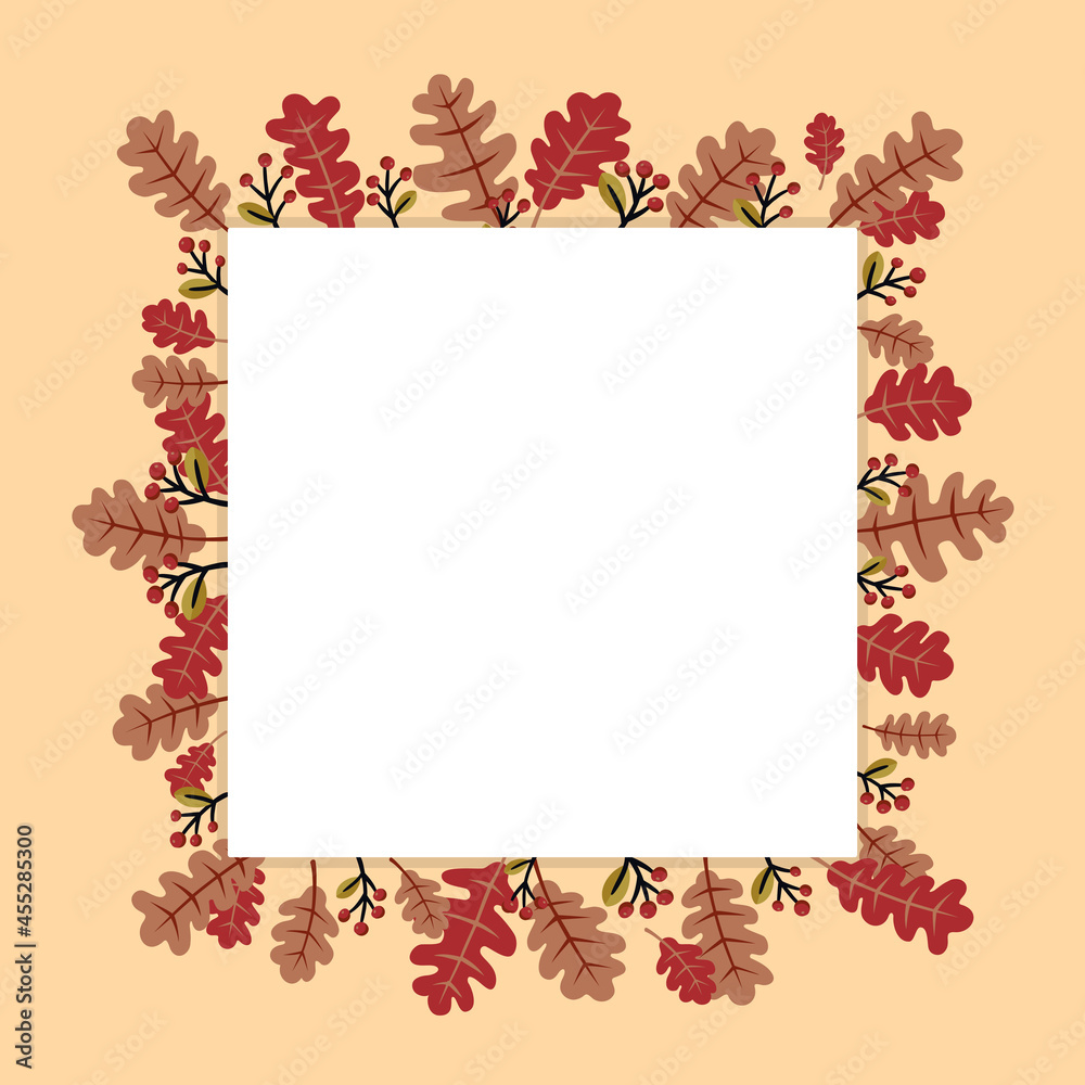 Autumn season decorative square frame. Vector illustration Autumn season decorative square frame. Vector illustration