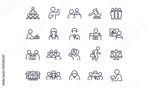 Courtroom Thin Line Icons vector design 