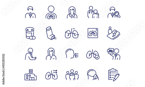 Respiratory Therapy Thin Line Icons