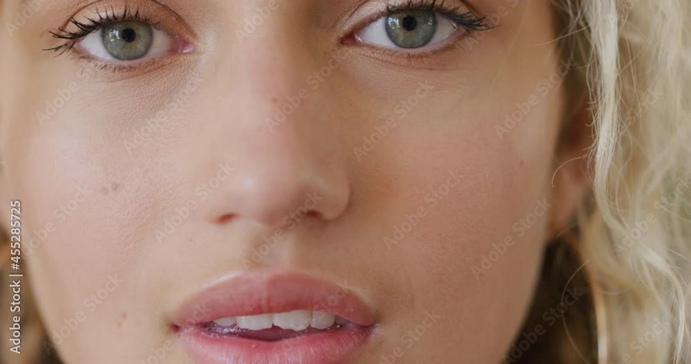 Portrait beautiful woman eyes blinking