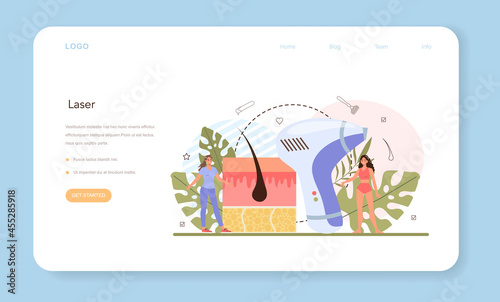 Epilation web banner or landing page. Modern hair removal method.