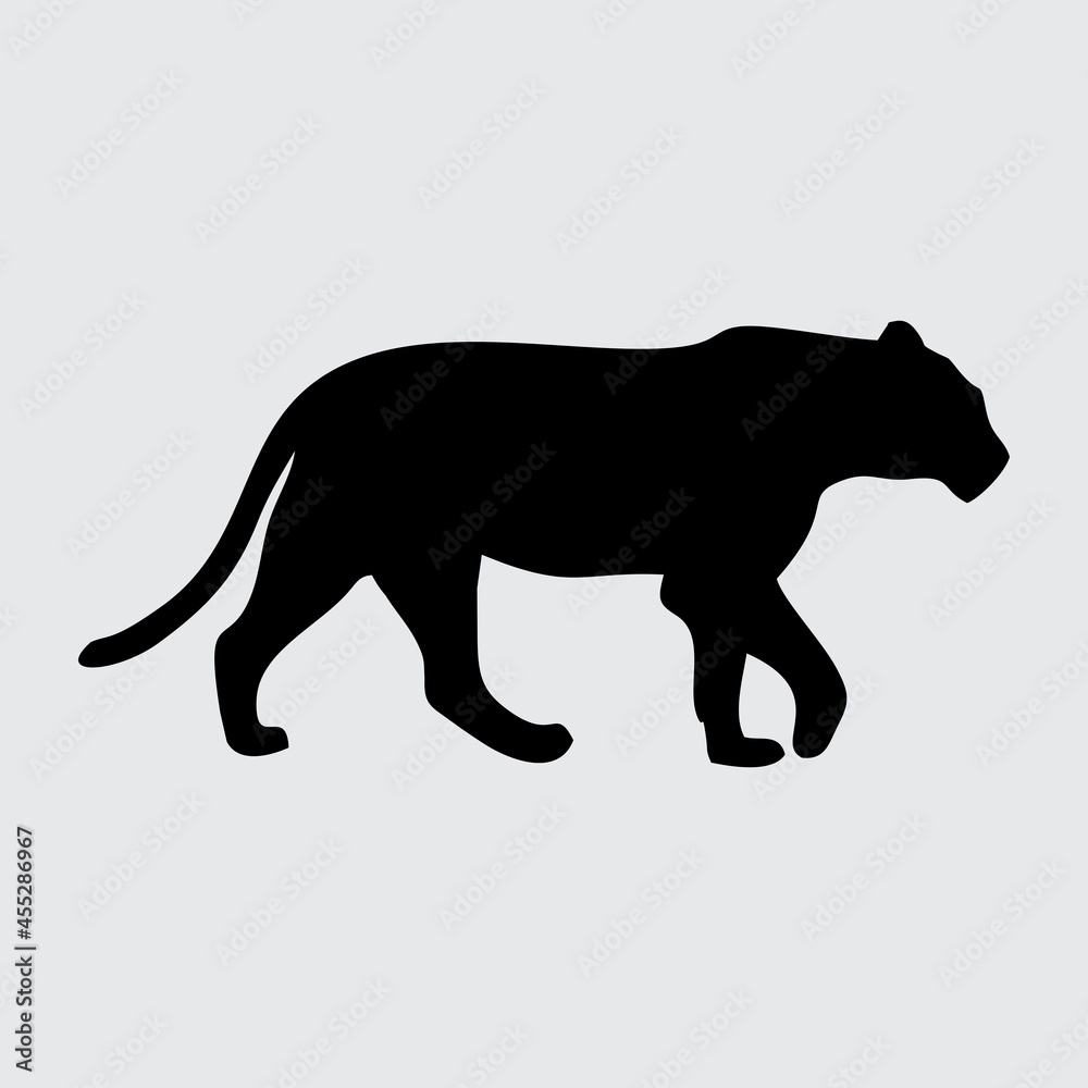 Tiger Silhouette, Tiger Isolated On White Background