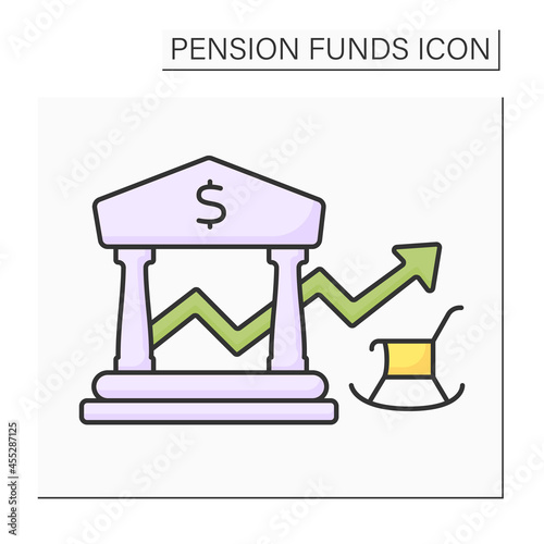 Balance color icon. Defined-benefit plan. Profit, payout growth.Accumulation money. Pension fund concept. Isolated vector illustration