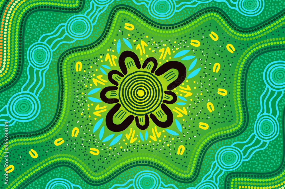 Green Aboriginal Art Painting - Vector Stock Vector | Adobe Stock