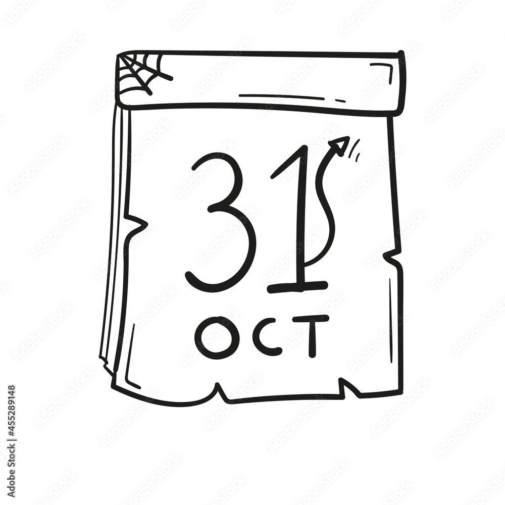 Hand drawn old october calendar icon in doodle style isolated Hand drawn old october calendar icon in doodle style isolated