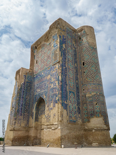 Pylon of gate of medieval palace Ak Saray, Shakhrisabz, Uzbekistan. Height is about 200 feet. Building was built at beginning of XV. UNESCO object photo