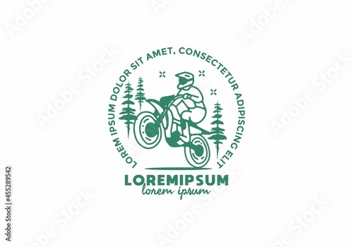 Wild with bike line art with lorem ipsum text