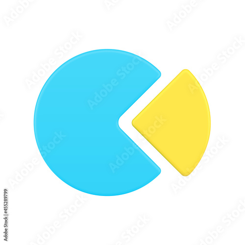 Realistic pareto pie chart 3d icon. Blue circle is 80 percent business achievement