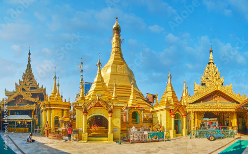 Among the shrines of Sule Paya, Yangon, Myanmar photo