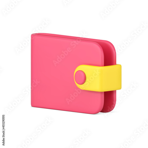 Pink wallet 3d icon. Shopping purse for storing and carrying banknotes