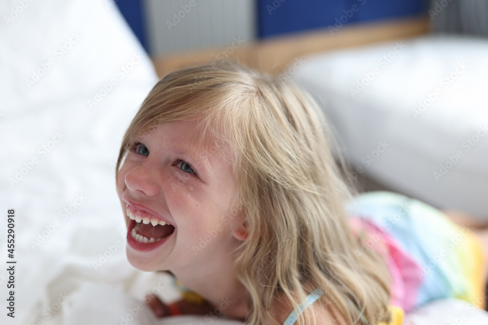 Portrait of crying screaming little girl closeup Portrait of crying screaming little girl closeup