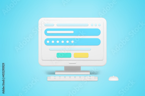 Password check in personal web account 3d icon