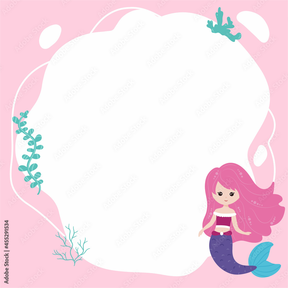 Little mermaids. Vector frame in the form of spot in cartoon style. Little mermaids. Vector frame in the form of spot in cartoon style.