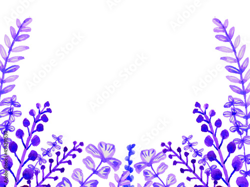 Watercolor text frame purple floral leaf collection