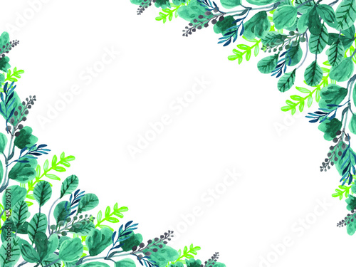 Watercolor greenery leaf text frame design.