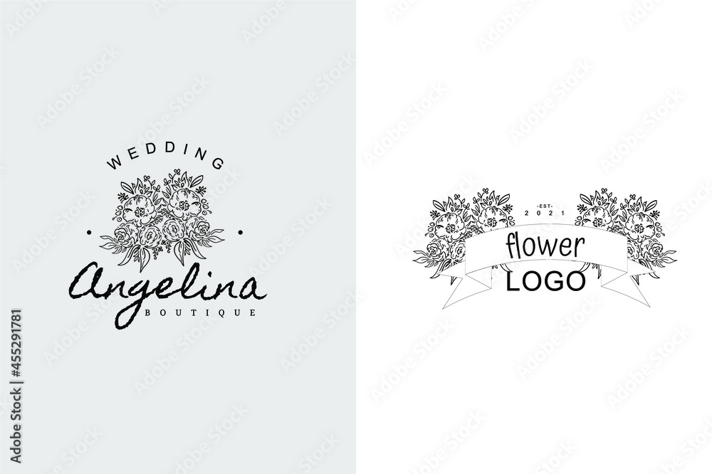 Flower logo pack vector minimal floral concept