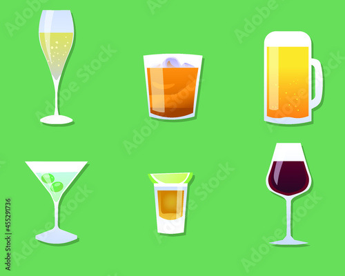 set of alcoholic drinks