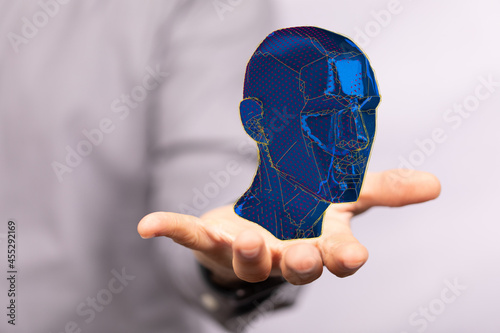 Human head and brain.Deep l...