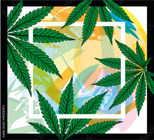 Sketch of Marijuana leaves, cannabis on white background