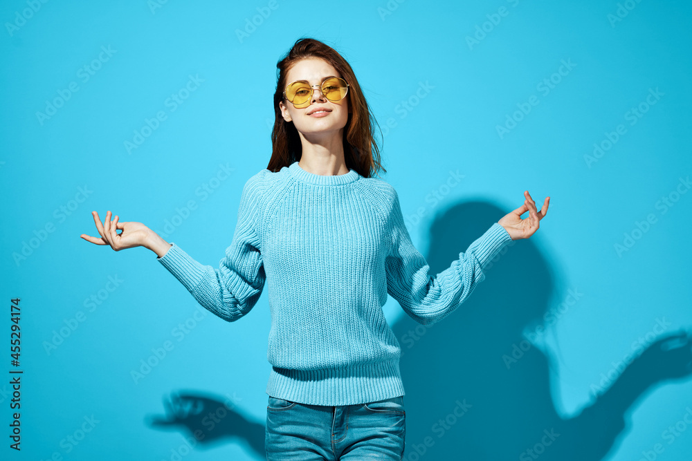 pretty woman in fashionable glasses isolated background pretty woman in fashionable glasses isolated background