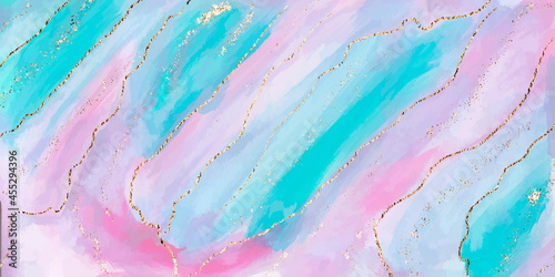 Holographic marble stone design with golden stripes. Vector template design cover, book, printing, business card.