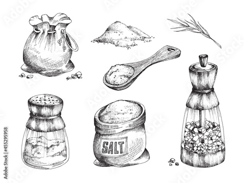 Salt - spice for seasoning, cooking and preserving food a vector illustrations