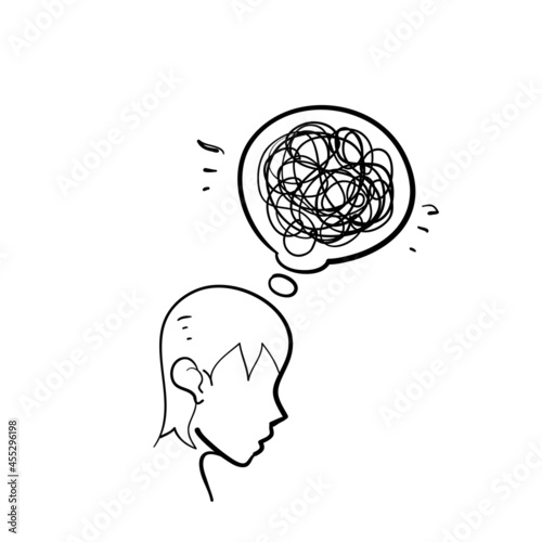 hand drawn doodle complicated mind and mental disorder icon illustration vector