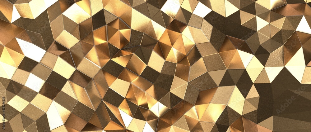 Gold Polygon Background 3D Rendering Gold Polygon Background 3D Rendering